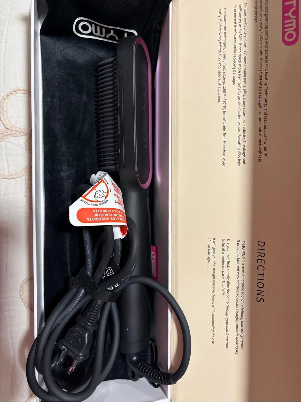 Black and Pink Hair Straightening Brush for Women